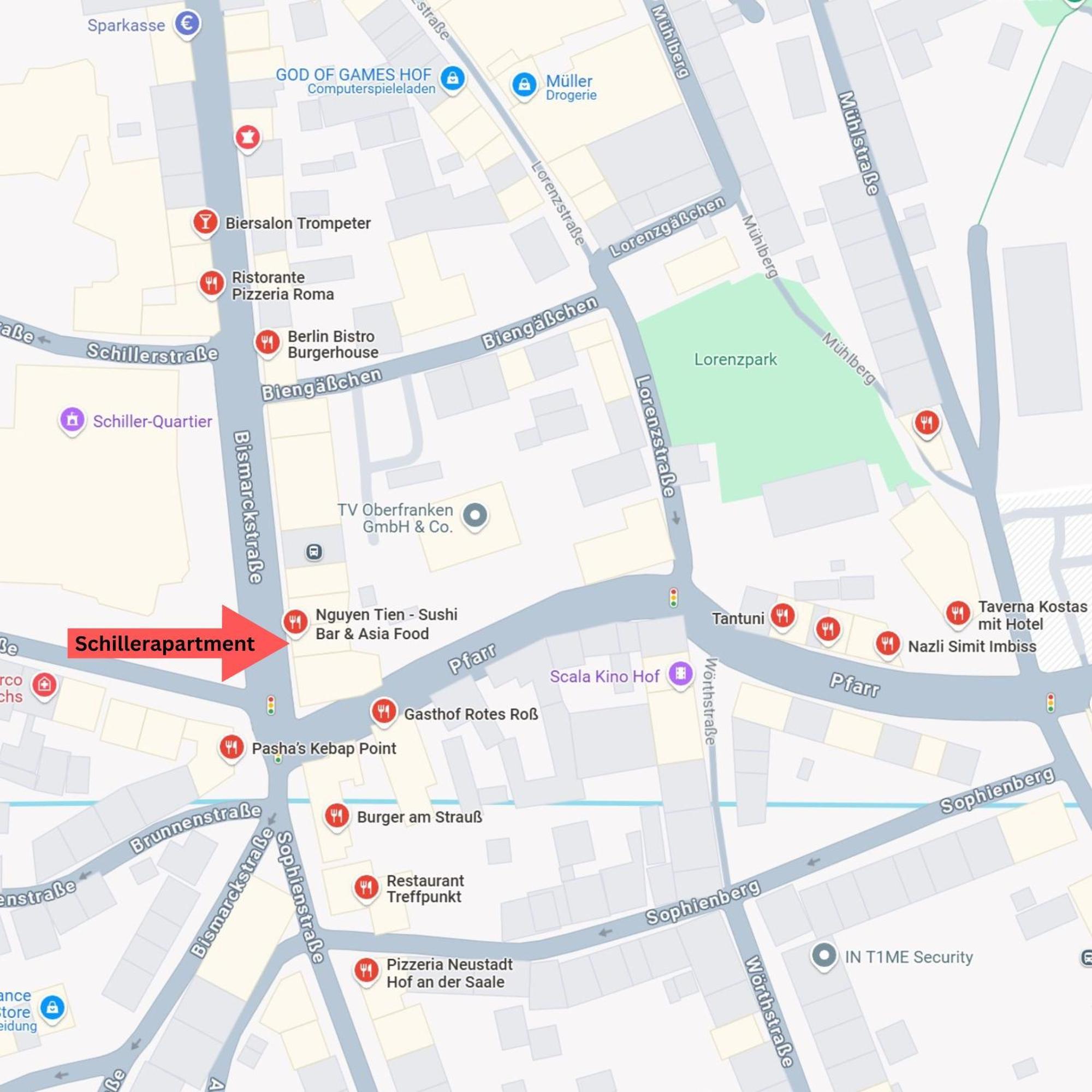 Schillerapartment Hof, Kueche, 24H Digital-Checkin, Parkplatz, Wlan250Mbit Хоф Экстерьер фото